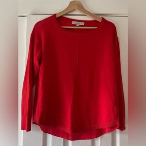 Loft‎ XS Long Sleeve Light Sweater and Chiffon Red Long Sleeve NWOT